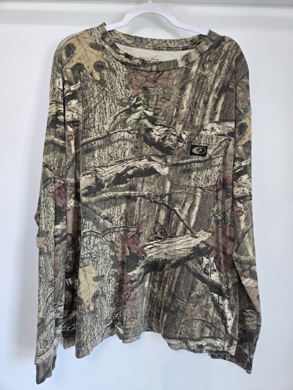 Mossy Oak Pursuits Mens XL Realtree Camo Long Sleeve Pocket T-Shirt Hunting Tee